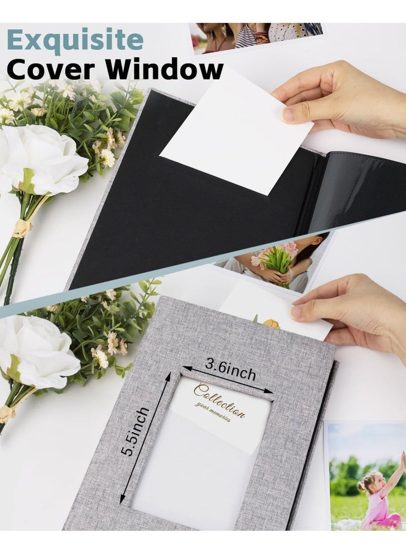 CLENEA Linen Photo Album 4x6 300 Photos Fabric Cover Picture Books Albums Wedding School Family Anniversary Baby Memory Engagement Travel Albums(Grey, 300 Pockets) - Image 4